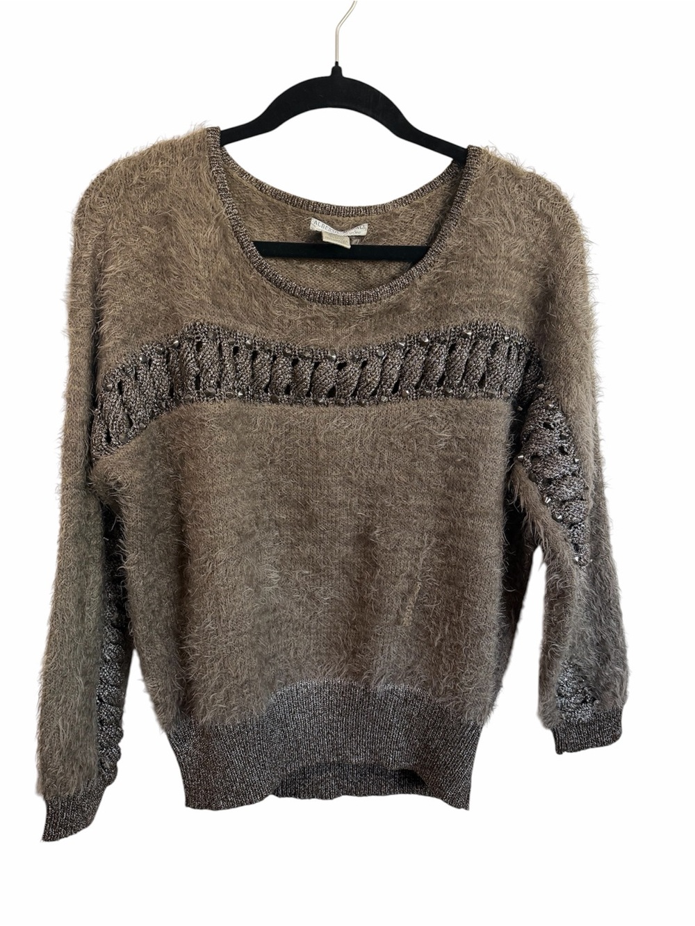Alberto Makali Embellished Fuzzy Knit Sweater | Size M